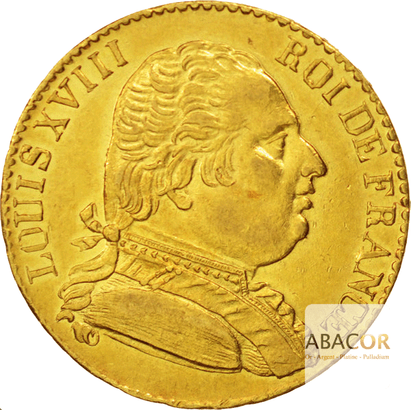 20 Francs Or Louis XVIII Buste Habillé