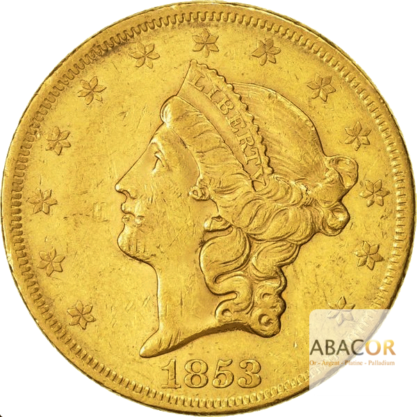 20 Dollars Or (1849-1866) Liberty Sans Devise