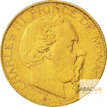 20 Francs Or Charles III de Monaco 1878 & 1879 Union Latine Avers