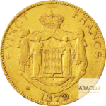 20 Francs Or Charles III de Monaco 1878 & 1879 Union Latine Revers