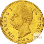 20 Lires Or Humbert Ier (Umberto I) Union Latine Avers