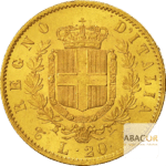 20 Lires Or Victor Emmanuel II Union Latine Revers