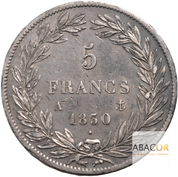 5 Francs Argent Louis-Philippe Tête Nue Sans le I