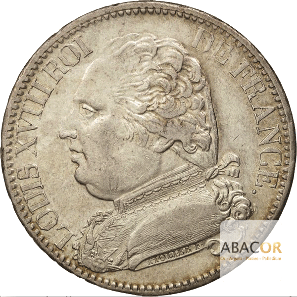 5 Francs Argent Louis XVIII Buste Habillé