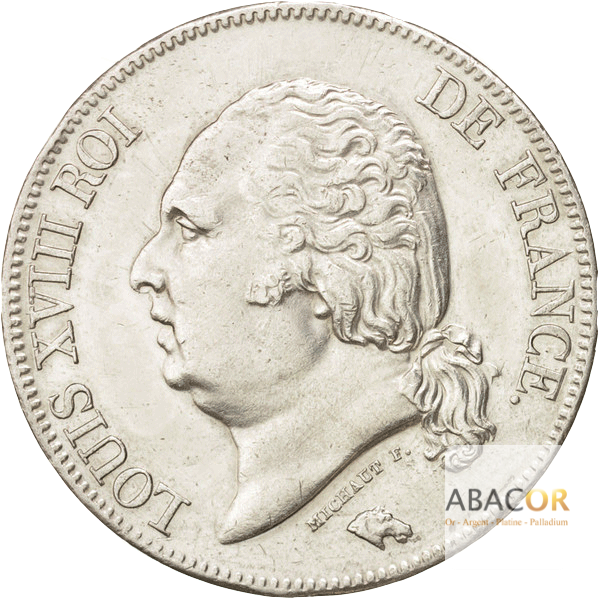 5 Francs Argent Louis XVIII Buste Nu