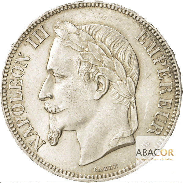 5 Francs Argent Napoléon III Tête Laurée