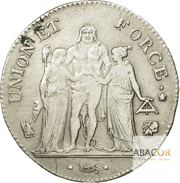 5 Francs Argent Union et Force Directoire