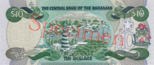 Billet 10 Dollar Bahamas BSD 2000 verso