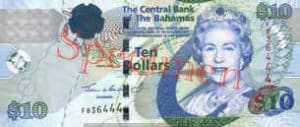 Billet 10 Dollar Bahamas BSD 2005 recto