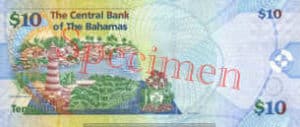 Billet 10 Dollar Bahamas BSD 2005 verso
