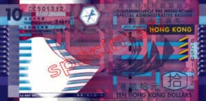 Billet 10 Dollar Hong Kong HKD Type II recto