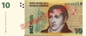 Billet 10 Pesos Argentine ARS Type I recto