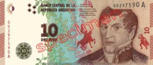 Billet 10 Pesos Argentine ARS Type III recto