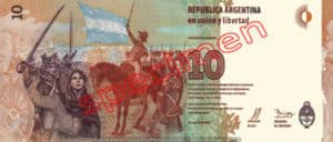 Billet 10 Pesos Argentine ARS Type III verso