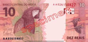 10 Real Bresil BRL Serie II back ticket