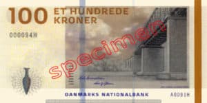Billet 100 Couronnes Danemark DKK recto