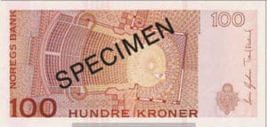 Billet 100 Couronnes Norvège NOK Serie VII verso