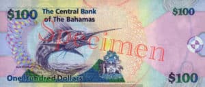 Billet 100 Dollar Bahamas BSD 2009 verso