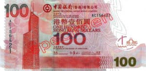 Billet 100 Dollar Hong Kong HKD Serie I Bank of China recto