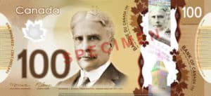 Billet 100 Dollars Canada CAD recto