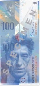 Billet 100 Francs CHF Suisse