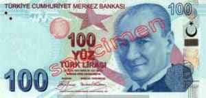 Billet 100 Livre Turquie TRY recto