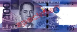 Billet 100 Peso Philippines PHP recto