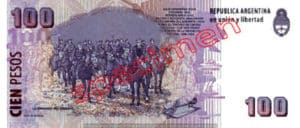 Billet 100 Pesos Argentine ARS Type I verso