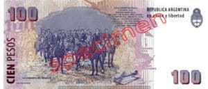 Billet 100 Pesos Argentine ARS Type II verso