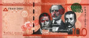Billet 100 Pesos Republique Dominicaine DOP recto