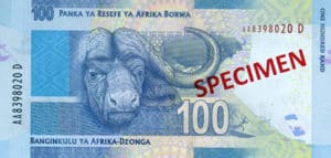 Billet 100 Rand Sud-Afrique ZAR verso