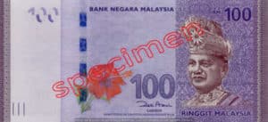 Billet 100 Ringgit Malaisie MYR Serie II recto