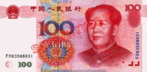 Billet 100 Yuan Renminbi Chine Monnaie Chinoise Chine CNY RMB 1999 recto