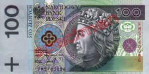 Billet 100 Zloty Pologne PLN Type I recto