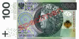 Billet 100 Zloty Pologne PLN Type II recto