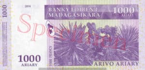 Billet 1000 Ariary Madagascar MGA 2004 verso