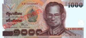 Billet 1000 Baht Thailande THB XV recto