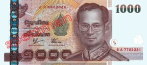 Billet 1000 Baht Type II Thailande THB XV recto