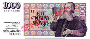 Billet 1000 Couronnes Islande ISK