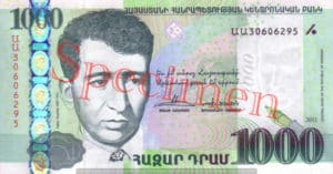 Billet 1000 Dram Armenie AMD 2011 recto