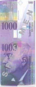 Billet 1000 Francs CHF Suisse
