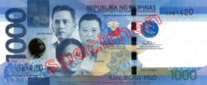 Billet 1000 Peso Philippines PHP recto