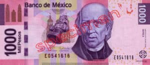 Billet 1000 Pesos Mexique MXN Type I recto