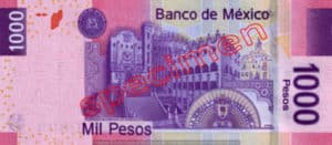 Billet 1000 Pesos Mexique MXN Type I verso