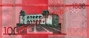 Billet 1000 Pesos Republique Dominicaine DOP verso
