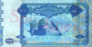 Billet 1000 Tenge Kazakstan KZT 2011 verso