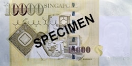 Billet 10000 Dollar Singapour SGD 4ème Serie IV verso