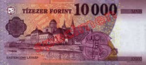 Billet 10000 Forint Hongrie HUF 2016 verso