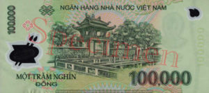 Billet 100000 Dong Vietnam VND verso