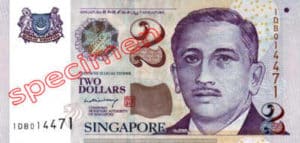 Billet 2 Dollar Singapour SGD 4ème Série IV recto